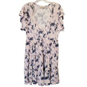 Pie in the Sky Baby Doll Three Tier Skirt V Neck Dress Women's Size XL